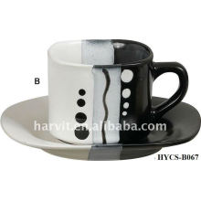 Personalized Fashionable Variable Design & Size Round Decal Stoneware Tea Cup & Saucer